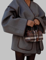 Vintage Grey Women's Casual Loose V-neck Cardigan Coat with Belt
