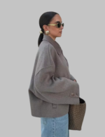 Women Single Breasted Turn-Down Collar Jackets With Pocket