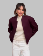 Women's Cropped Bomber Jacket with Long Sleeves