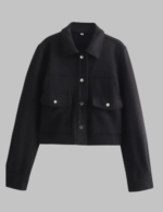 Women's Lapel Neck Grey Zipper Jacket – Front Pockets Long Sleeve Casual Coat