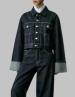 Women's Vintage Denim Jacket with Pockets and Lapel Neck
