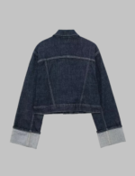 Women's Vintage Denim Jacket with Pockets and Lapel Neck Back
