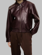 women leather zipper jacket
