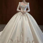 Buy Embroidered Bridal Dress in Satin Ball Gown Style