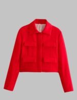 women cropped jacket, slim cropped coat for women, elegant solid long sleeve jacket, fashion streetwear outerwear, trendy cropped jacket outfit