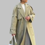 Women's Wool Long Sleeve Trench Coat Long