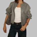 cropped zipper bomber jacket women, fashion bomber jacket for women, women’s casual zip-up bomber jacket, women’s long sleeve bomber jacket