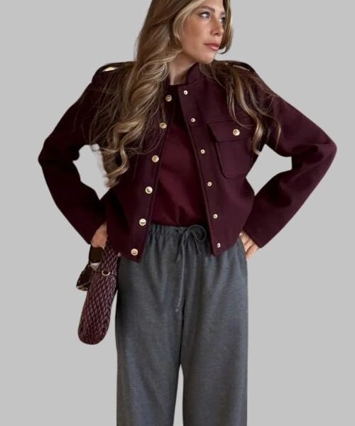 Fashion Women Soft Tweed Bomber Jacket, Woolen Streetwear Jacket for Women, Tweed Bomber Jacket with Pockets, Women's Cozy Woolen Bomber Jacket