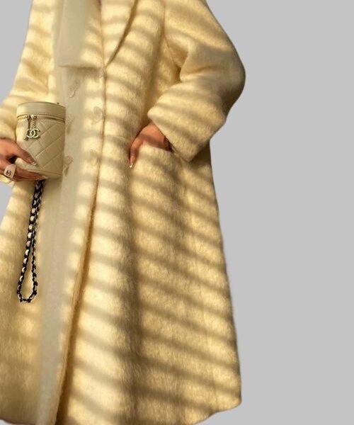Elegant White Wool Long Coat for Women, Double Breasted Vintage White Coat, Women’s Winter White Wool Coat, Chic Winter White Wool Coat