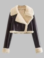 Women zipper jacket with vintage lapel neck and long sleeves, Chic women's fashion jacket with front zipper, Stylish ladies vintage zipper jacket, Long sleeve women’s fashion jacket