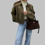 oversized bomber jacket, women zipper jacket, casual streetwear jacket, women suede jacket