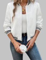 Women’s Autumn Baseball Jacket with Zipper, Stylish Fall Baseball Jacket for Women, Street Style Women’s Zipper Jacket, Zipper Baseball Jacket
