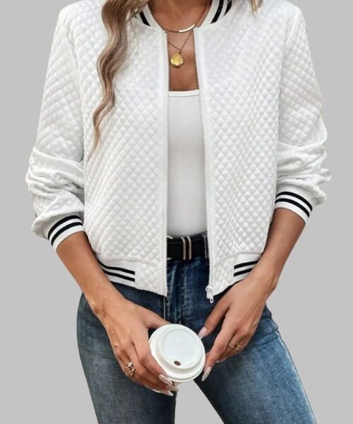 Women’s Autumn Baseball Jacket with Zipper, Stylish Fall Baseball Jacket for Women, Street Style Women’s Zipper Jacket, Zipper Baseball Jacket