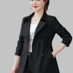 Solid Color Short Trench Coat Women Casual