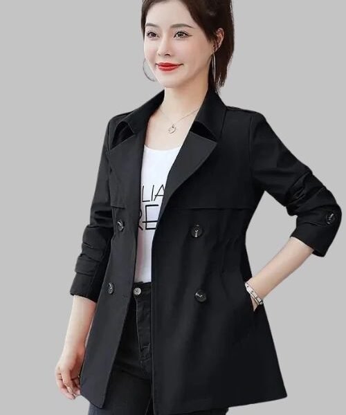 women's spring autumn trench coat, Korean short coat for women, trendy short trench coat for women, stylish short coat