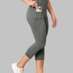 High waisted capri leggings women, workout leggings with pockets, tummy control gym pants, no see-through yoga leggings, athletic running capri pants