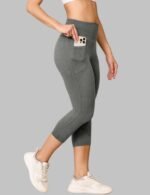 High waisted capri leggings women, workout leggings with pockets, tummy control gym pants, no see-through yoga leggings, athletic running capri pants