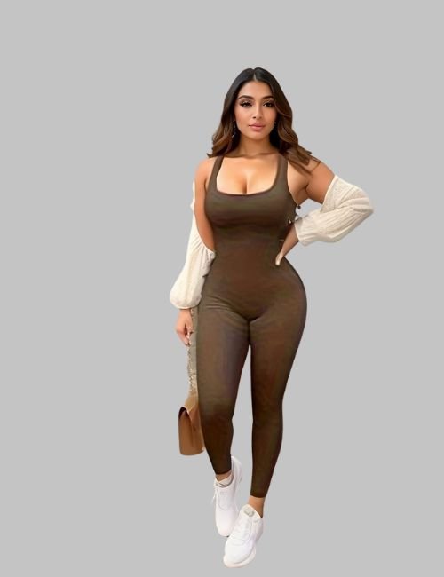 Seamless One Piece Yoga Jumpsuit for Women, Square Neck Ribbed Jumpsuit Bodycon Fit, Women’s One Piece Seamless Activewear, Black Seamless Yoga Romper for Gym