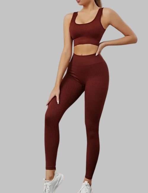 Quick-Drying Women’s Workout Clothes, Seamless Rib Yoga Clothes Set for Women, Women’s Workout Clothes Set, Fashionable Seamless Yoga Outfit