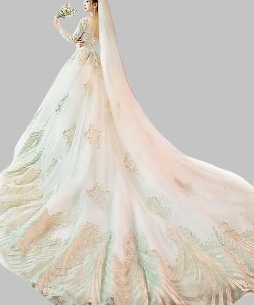 Minimalist Wedding Dress Long Sleeved, Long Sleeved Lace Wedding Dress, Dreamy V-neck Lace Wedding Gown, Minimalist Bridal Gown