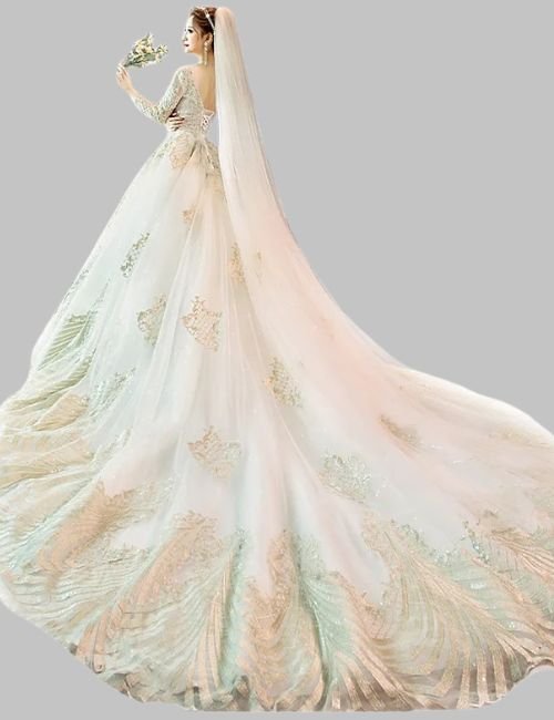 Minimalist Wedding Dress Long Sleeved, Long Sleeved Lace Wedding Dress, Dreamy V-neck Lace Wedding Gown, Minimalist Bridal Gown