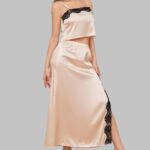 Sexy Two Piece Loungewear with Spaghetti Strap Top, Women’s Summer Pajama Set, Lightweight Ice Silk Sleepwear for Women, Relaxed Fit Loungewear for Home and Nightwear