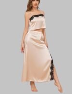 Sexy Two Piece Loungewear with Spaghetti Strap Top, Women’s Summer Pajama Set, Lightweight Ice Silk Sleepwear for Women, Relaxed Fit Loungewear for Home and Nightwear