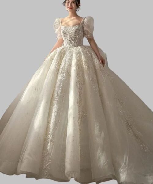 shiny wedding dress for bride, sweetheart neck glitter ball gown wedding dress, shiny wedding gown for bride, princess-style glitter wedding dress