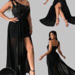 Buy Plus Size Dresses in One Shoulder Sequin Style