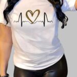 Leopard heart print comfy t-shirt, leopard heart print t-shirt, Trendy women’s sportswear tee, comfy short sleeve t-shirt