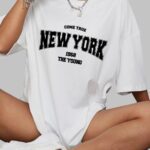 New York Graphic T Shirt for Casual Street Style, Stylish Oversized New York Tee, Bold Oversized New York T Shirt, Trendy Oversized T Shirt with New York Graphic Design