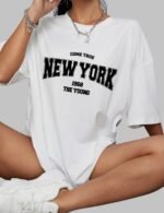 New York Graphic T Shirt for Casual Street Style, Stylish Oversized New York Tee, Bold Oversized New York T Shirt, Trendy Oversized T Shirt with New York Graphic Design