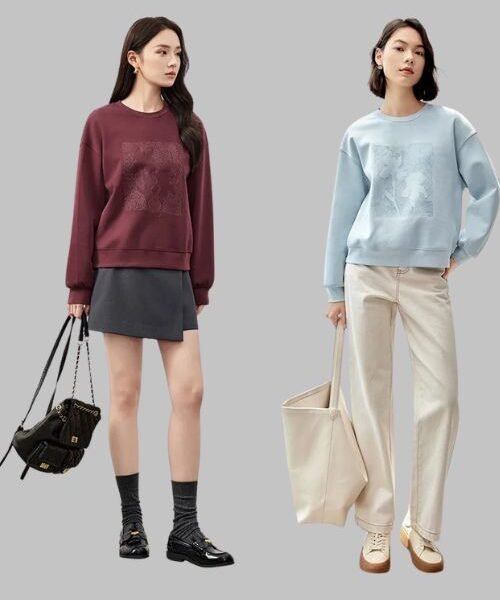 Cozy women's embroidered sweatshirt, relaxed fit embroidered sweatshirt for women, Trendy fashion sweatshirt, stylish embroidered sweatshirt for women