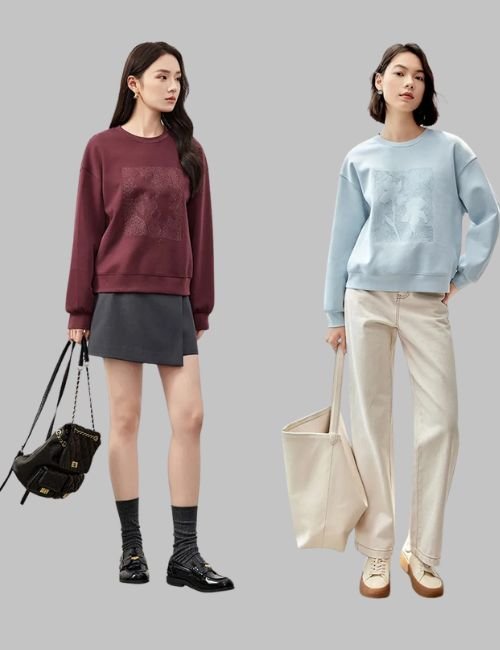 Cozy women's embroidered sweatshirt, relaxed fit embroidered sweatshirt for women, Trendy fashion sweatshirt, stylish embroidered sweatshirt for women
