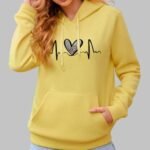 Cute Heart Graphic Hoodie, Soft Fleece Heart Print Hoodie, Trendy Heart Print Hoodie, Comfy Heart Print Hoodie