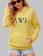 Cute Heart Graphic Hoodie, Soft Fleece Heart Print Hoodie, Trendy Heart Print Hoodie, Comfy Heart Print Hoodie
