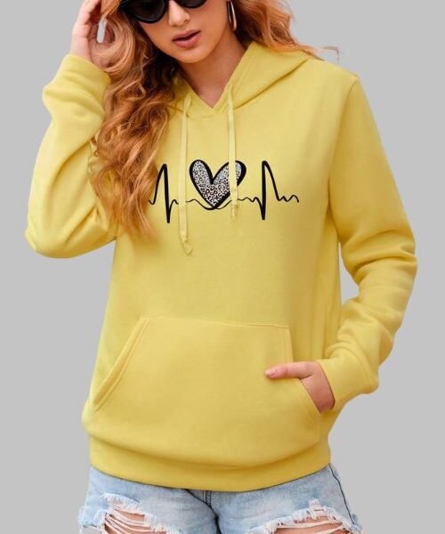 Cute Heart Graphic Hoodie, Soft Fleece Heart Print Hoodie, Trendy Heart Print Hoodie, Comfy Heart Print Hoodie