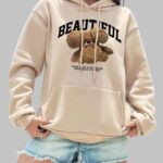 Soft Teddy Bear Hoodie for Women, Cozy Teddy Bear Print Hoodie, Cute Teddy Bear Graphic Hoodie, Trendy Hoodie with Teddy Bear Design