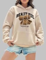 Soft Teddy Bear Hoodie for Women, Cozy Teddy Bear Print Hoodie, Cute Teddy Bear Graphic Hoodie, Trendy Hoodie with Teddy Bear Design