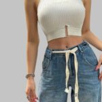 off shoulder tank top for women, halter off shoulder summer top, elastic solid tank top, women halter neck tank top