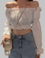 Puff sleeves blouse, stylish blouse for office, casual chic blouse, work to weekend blouse