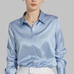 long sleeve satin blouse for women, elegant satin blouse, satin blouse for fashion lovers, chic satin blouse