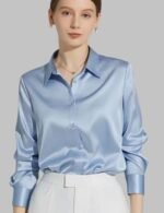 long sleeve satin blouse for women, elegant satin blouse, satin blouse for fashion lovers, chic satin blouse