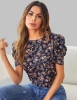 floral puff sleeve blouse, formal floral blouse, office wear blouse, women workwear fashion, fashion blouse for professionals