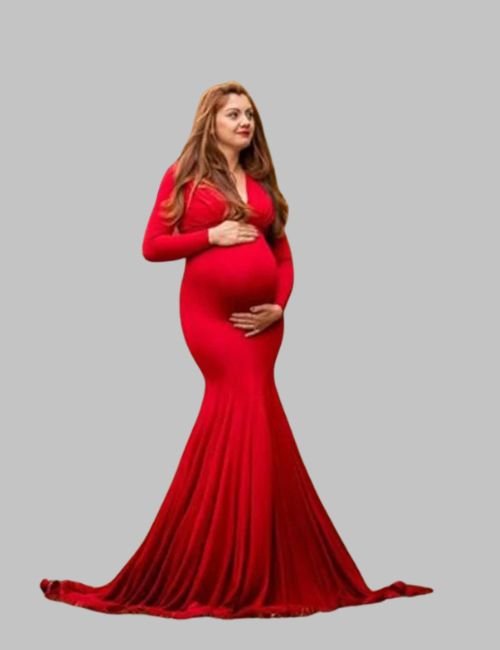 spring maternity dress for photo shoot, V-neck maternity photography dress, Baby shower dress for pregnant women, V-neck maternity gown