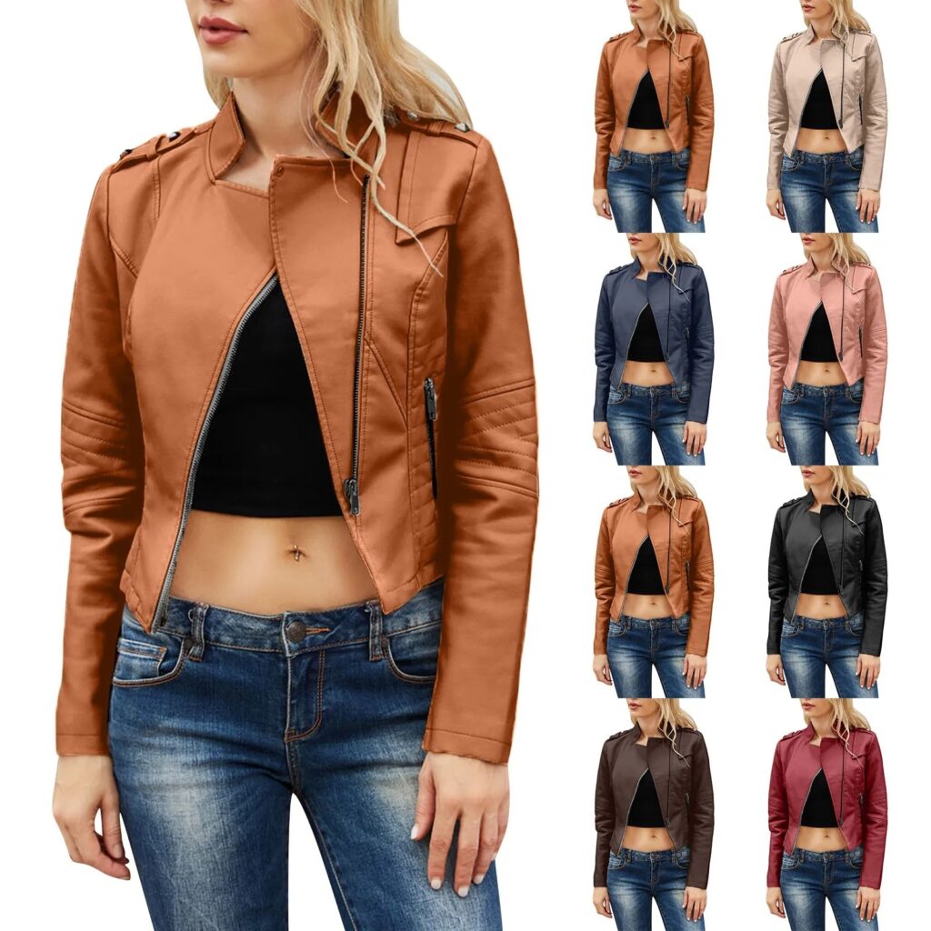 cropped leather racer jacket, slim fit leather racer jacket, women's cropped racer jacket, modern moto style jacket