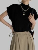 Short Sleeve Knitted Sweater for Women, Trendy Knitted Sweater for Women, Casual Short Sleeve Sweater, Women’s Knitted Sweater