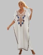 Embroidered Kaftan Dress, Boho Maxi Dress, Women's Summer Fashion, Kaftan for Women