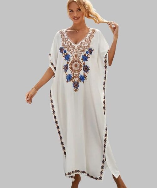 Embroidered Kaftan Dress, Boho Maxi Dress, Women's Summer Fashion, Kaftan for Women