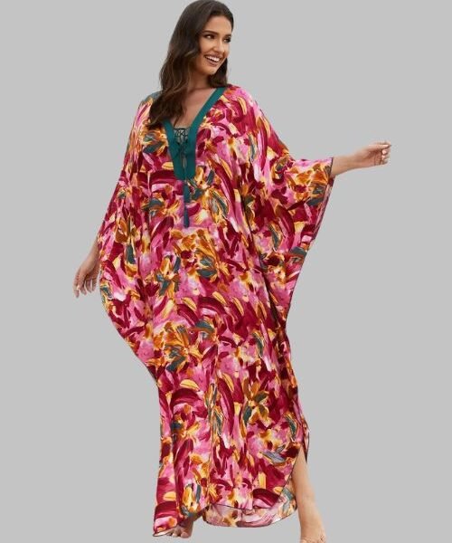 Printed Kaftan Dresses for women, Vibrant patterned kaftan dresses, Flowy printed kaftan dress, Trendy printed kaftan dress